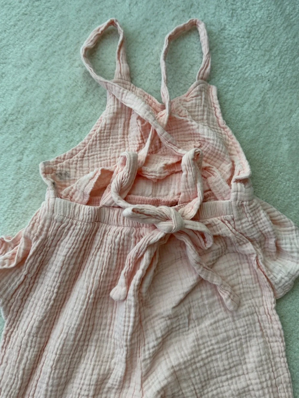 Peach Gauze Soft Cotton Muslin Baby Jumpsuit Overall